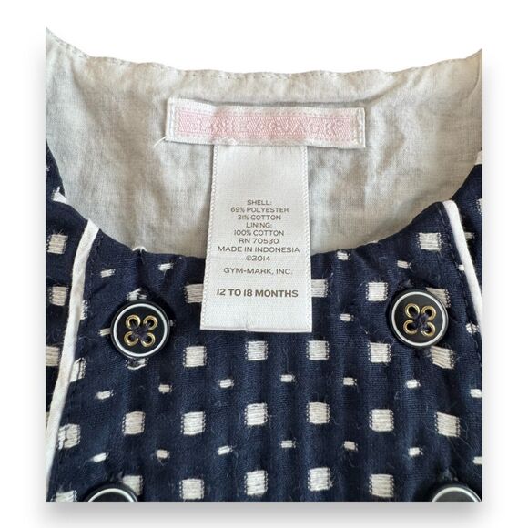 Janie and Jackie Navy/White Dress with Bow 12-18 Months VGUC - Picture 3 of 3